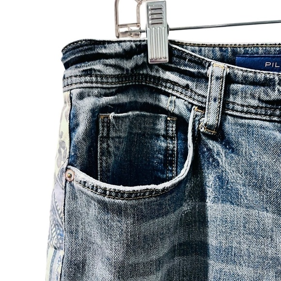 Pilcro Anthropologie Slim Boyfriend Cropped Denim Blue Jeans Size 28 Leopard - Picture 3 of 7